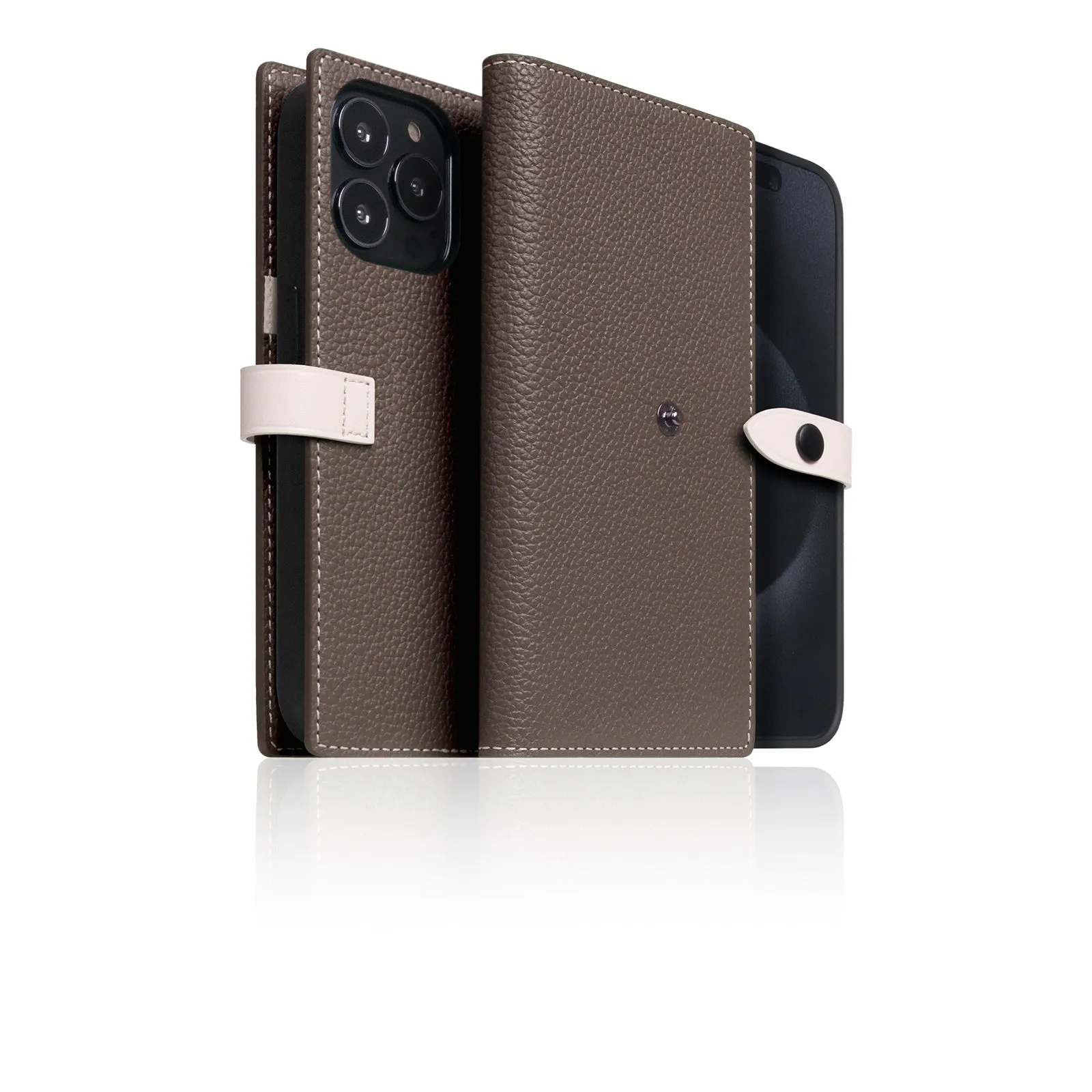 D8 [MagSafe Detachable] Edition Full Grain Leather Diary Case for iPhone 15 Pro Max (Etoffe Cream)